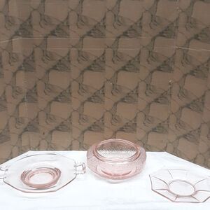 Fostoria pink depression glass items.3 pc bundle